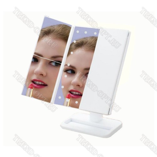 Косметическое двухстворчатое складное зеркало Led Mirror